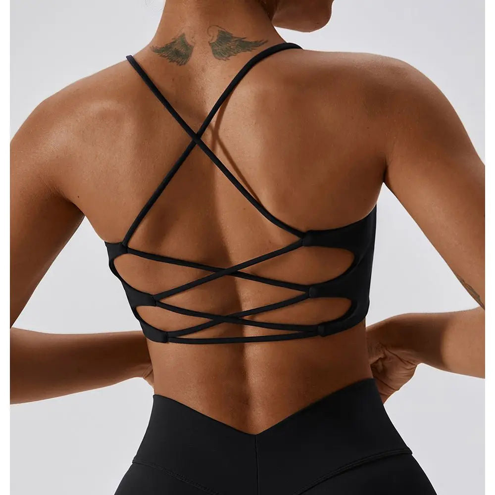 Solid Color U-Shaped Cross Back Sports Bra - Flexify Gear