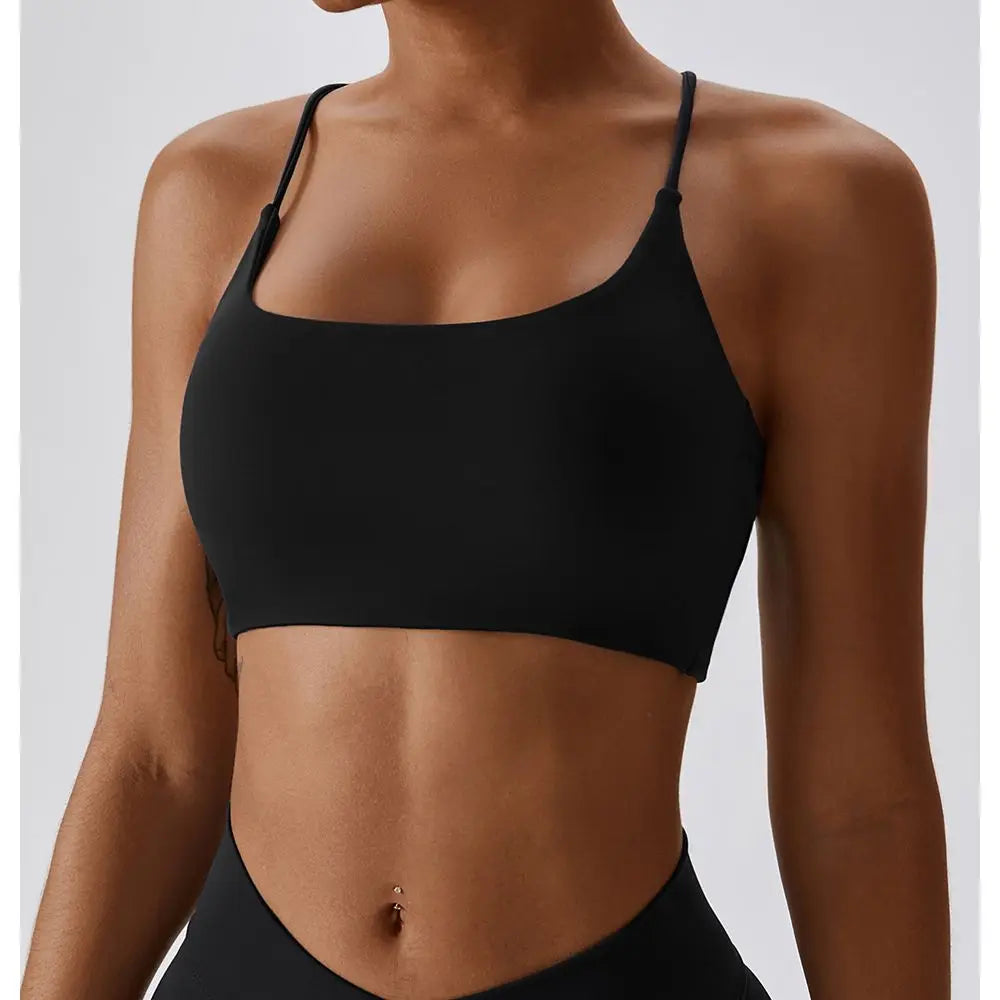 Solid Color U-Shaped Cross Back Sports Bra - Flexify Gear